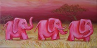 Trzy różowe słonie